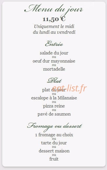 Carte et menu de Les Cygnes - " Chez Alain " à Saint Gratien — Le menu du jour
