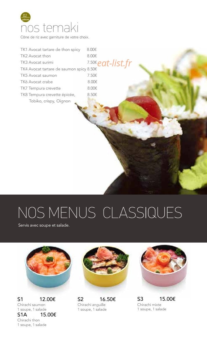 Hokisushi — carte page 2
