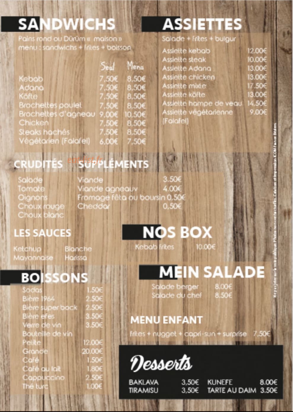 Mein Kebab — carte page 1