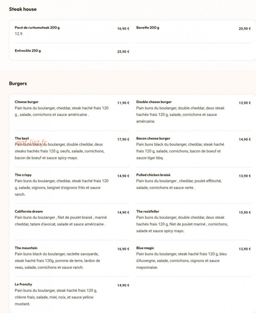 Wild BBQ — carte page 1