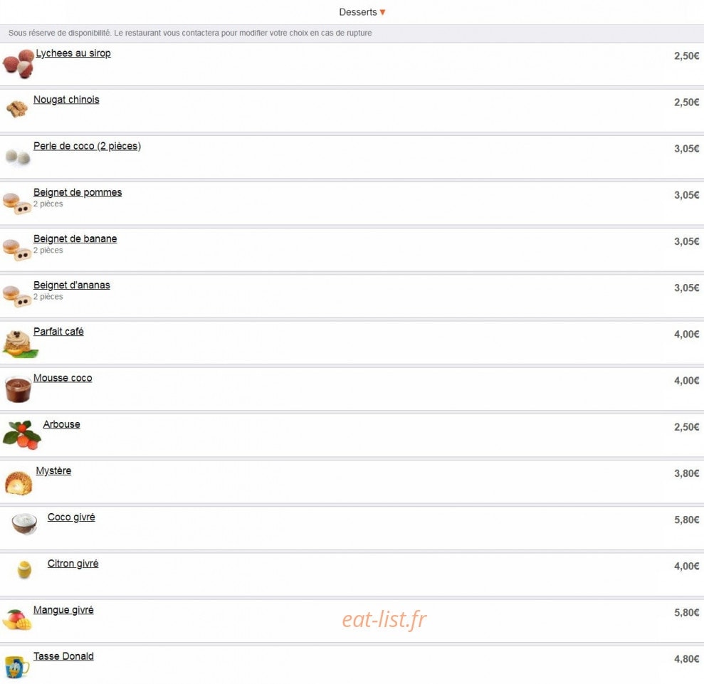 Aux Baguettes d'Asie — carte page 21