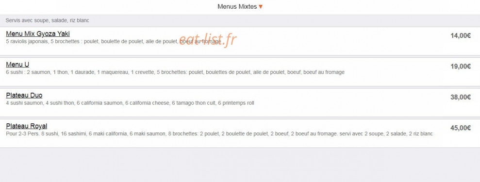 Aux Baguettes d'Asie — carte page 12