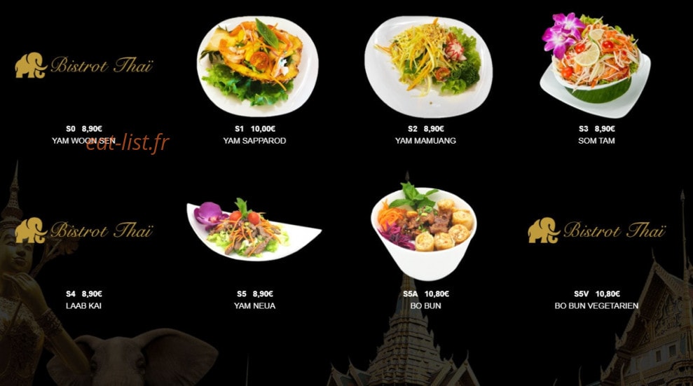 Bistrot Thaï — carte page 2