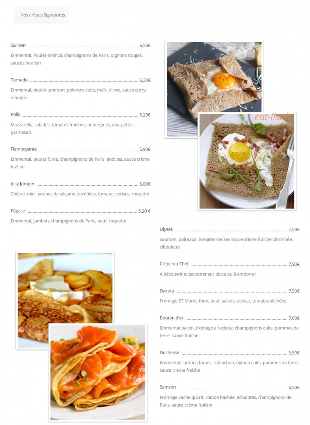 Crêperie des Courses — carte page 1