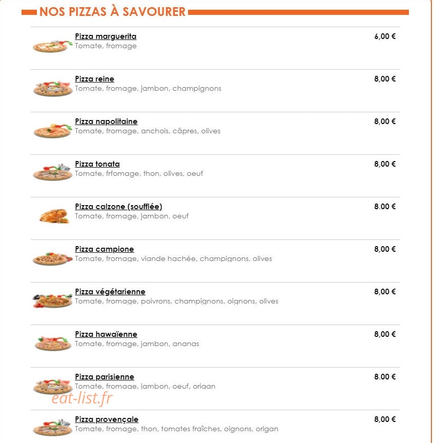 Pizza des courses — carte page 2