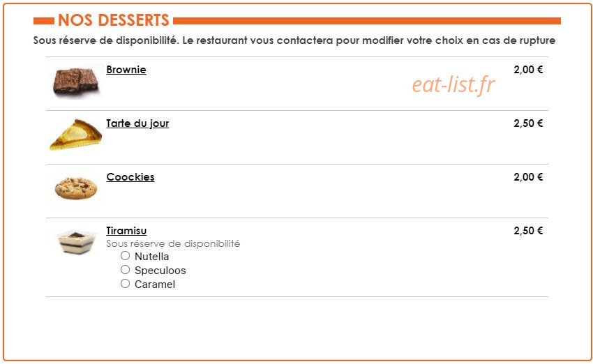 Pizza des courses — carte page 8