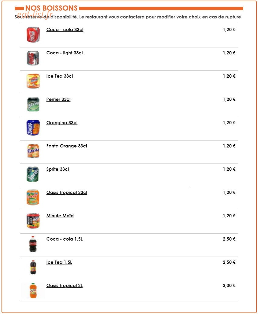 Pizza des courses — carte page 6