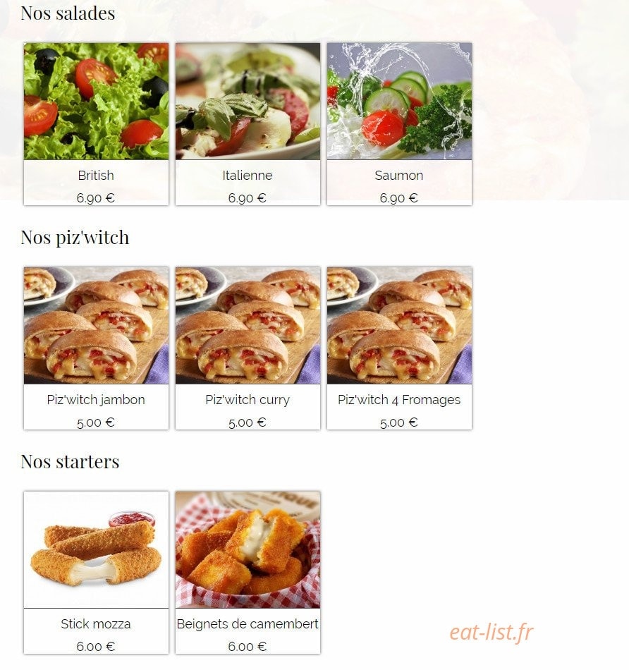 Univers Pizza — carte page 6