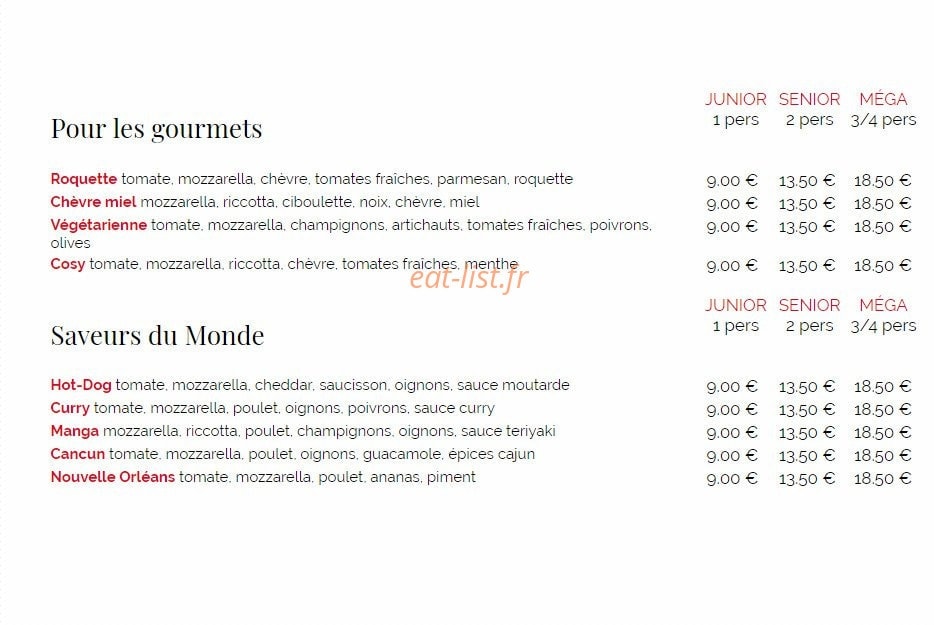 Univers Pizza — carte page 3