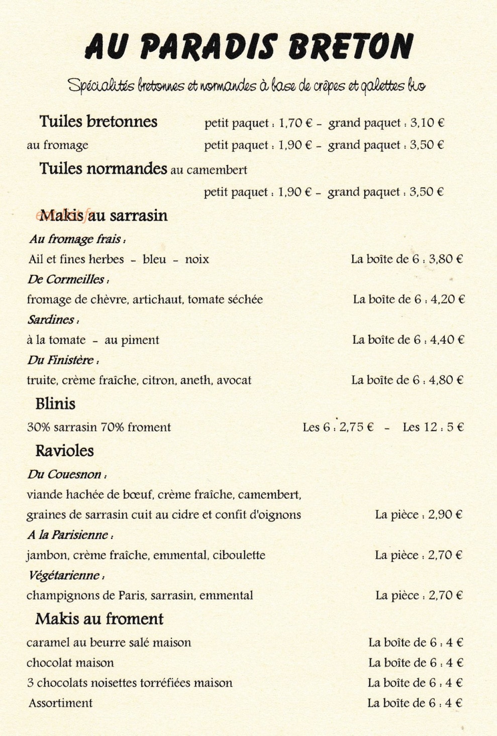 Au Paradis Breton — carte page 1
