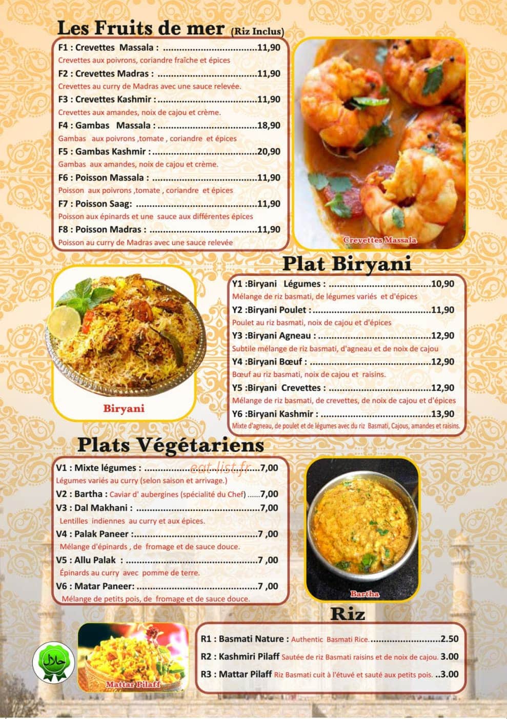 Kashmir Palace — carte page 5