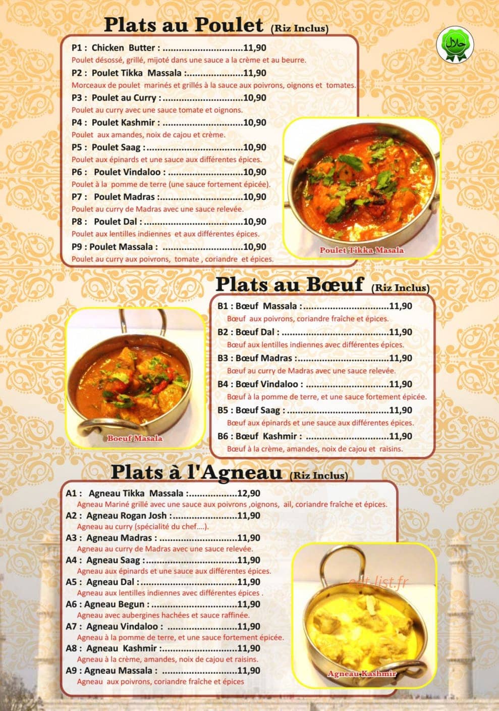 Kashmir Palace — carte page 6
