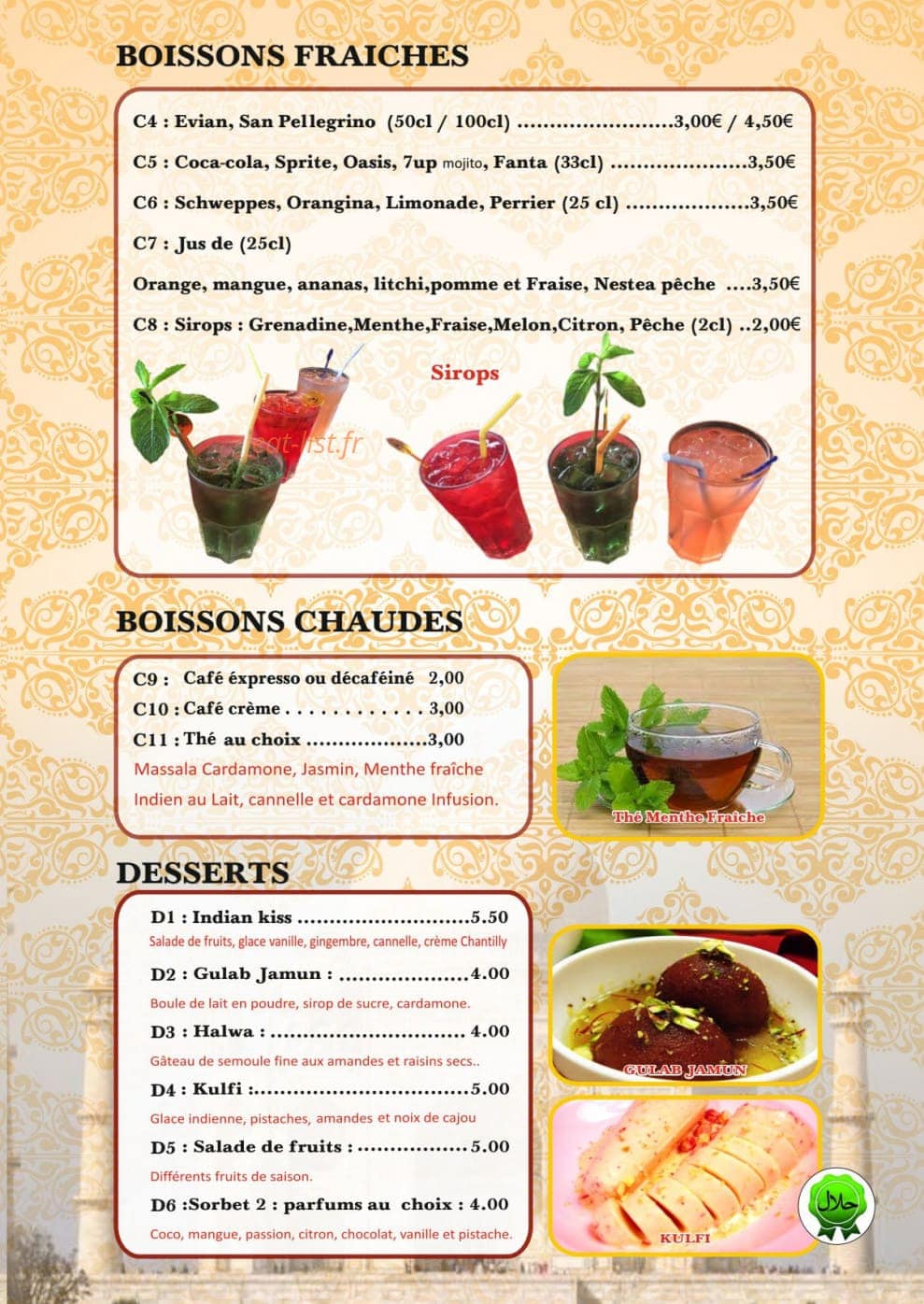 Kashmir Palace — carte page 8