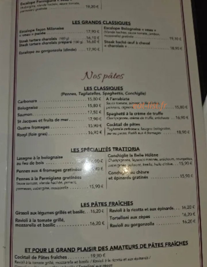 La Trattoria d'Anaa — carte page 3