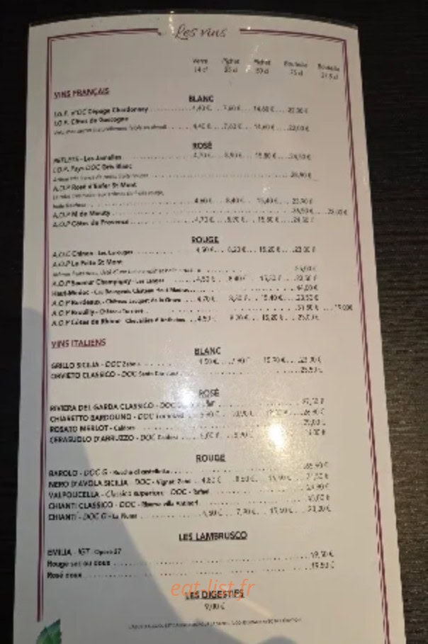 La Trattoria d'Anaa — carte page 5