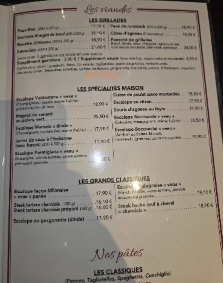 La Trattoria d'Anaa — carte page 6
