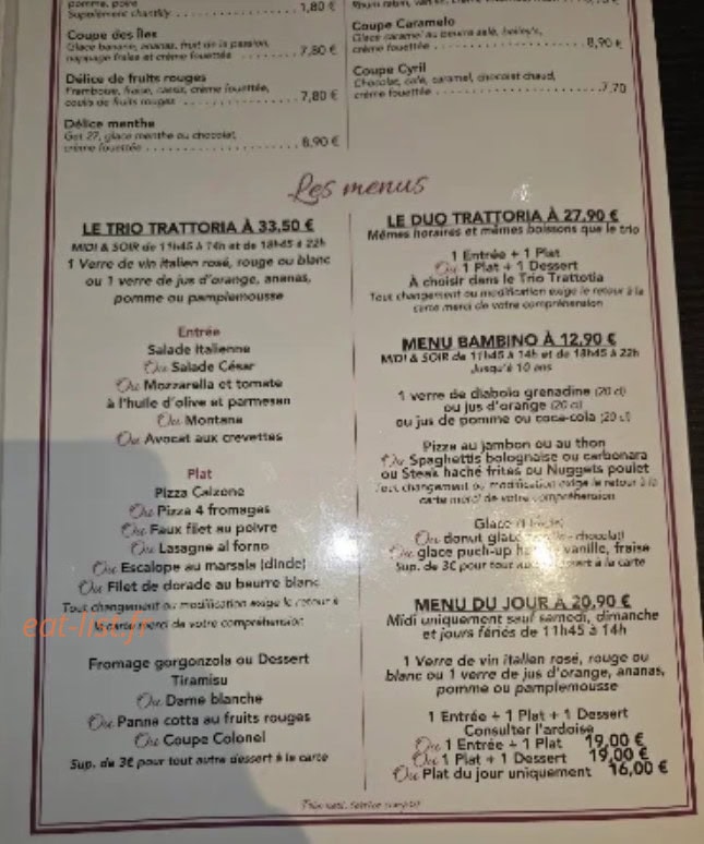 La Trattoria d'Anaa — carte page 8