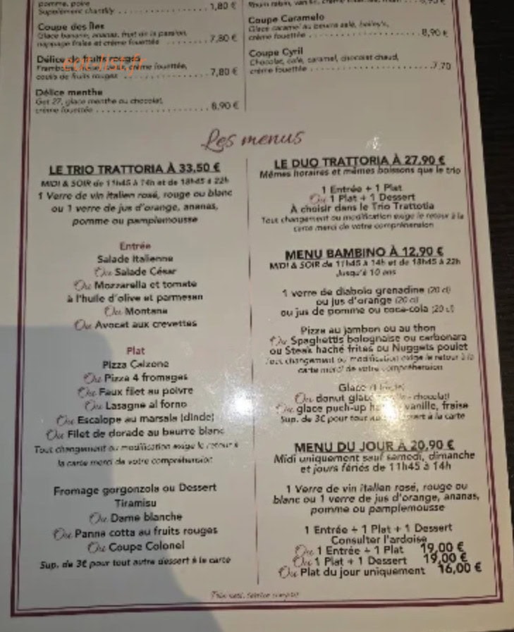 La Trattoria d'Anaa — carte page 7