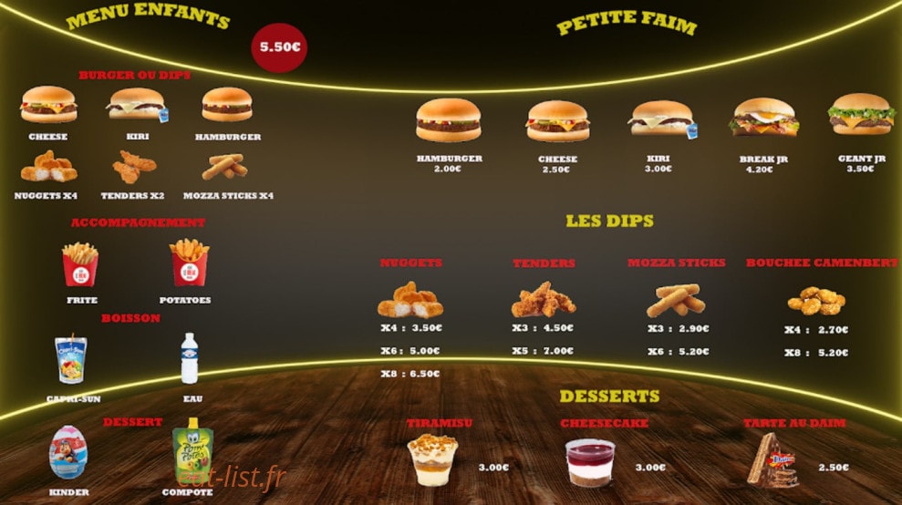 Le Break Burger — carte page 4