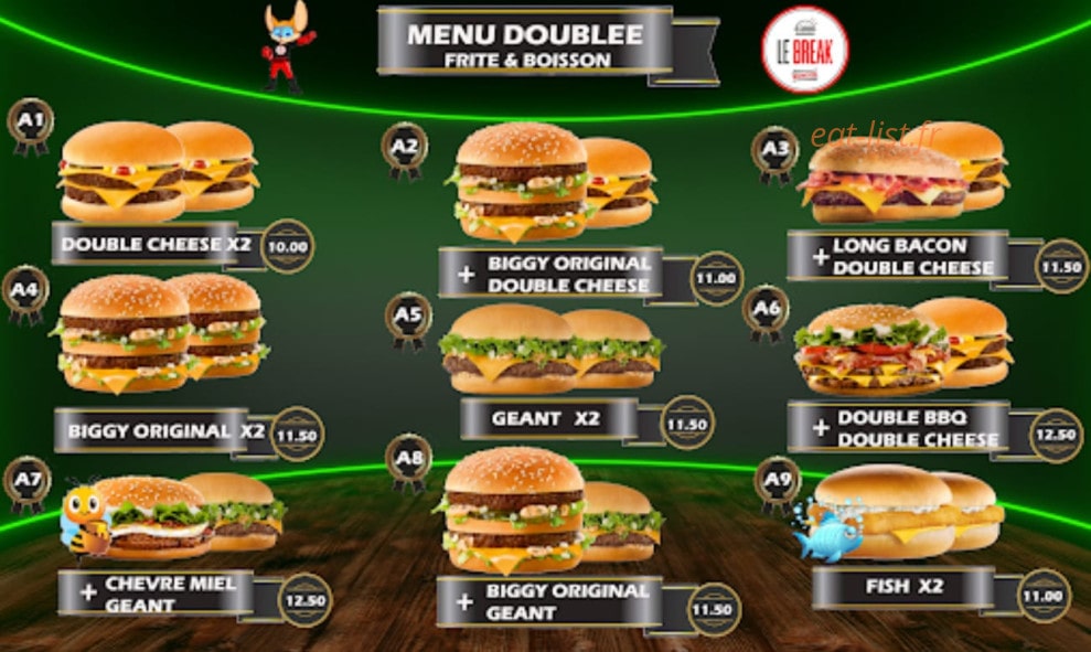 Le Break Burger — carte page 2