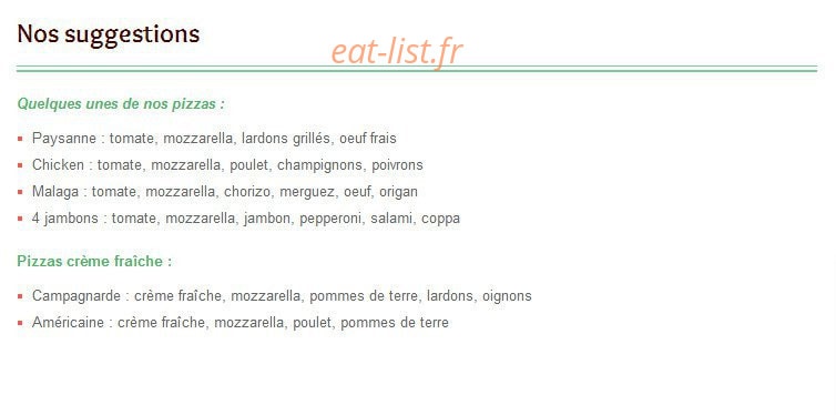 Rapido Pizza — carte page 2