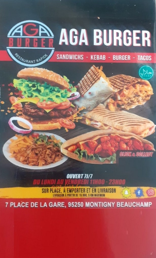 Aga Burger — carte page 1