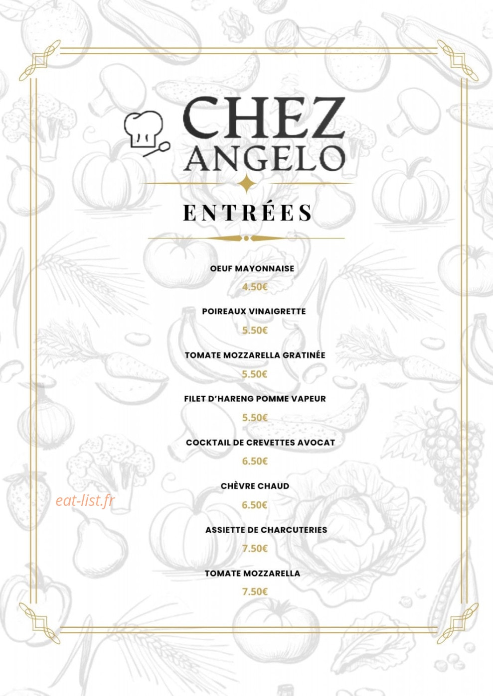 Chez Angelo — carte page 1