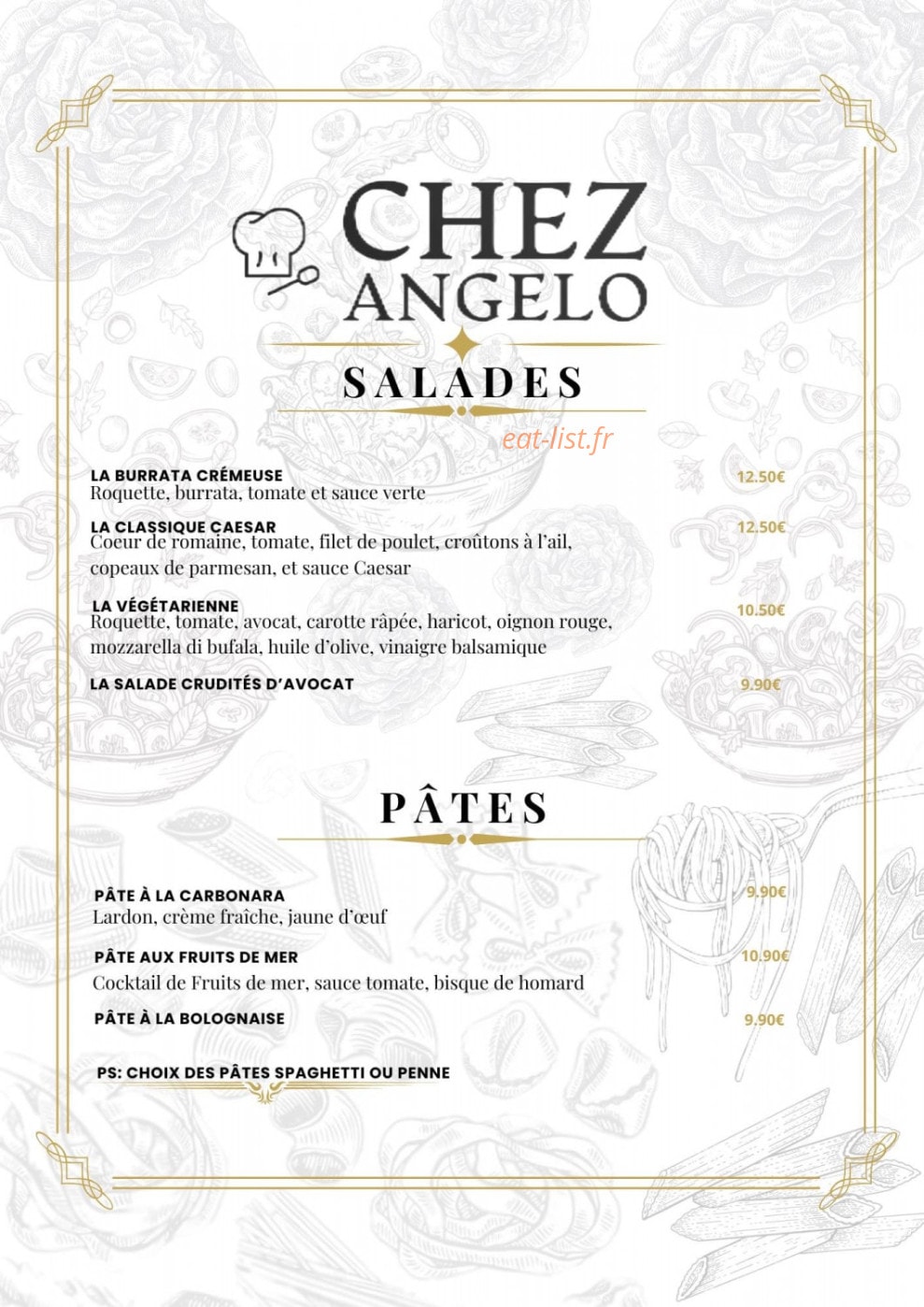 Chez Angelo — carte page 2