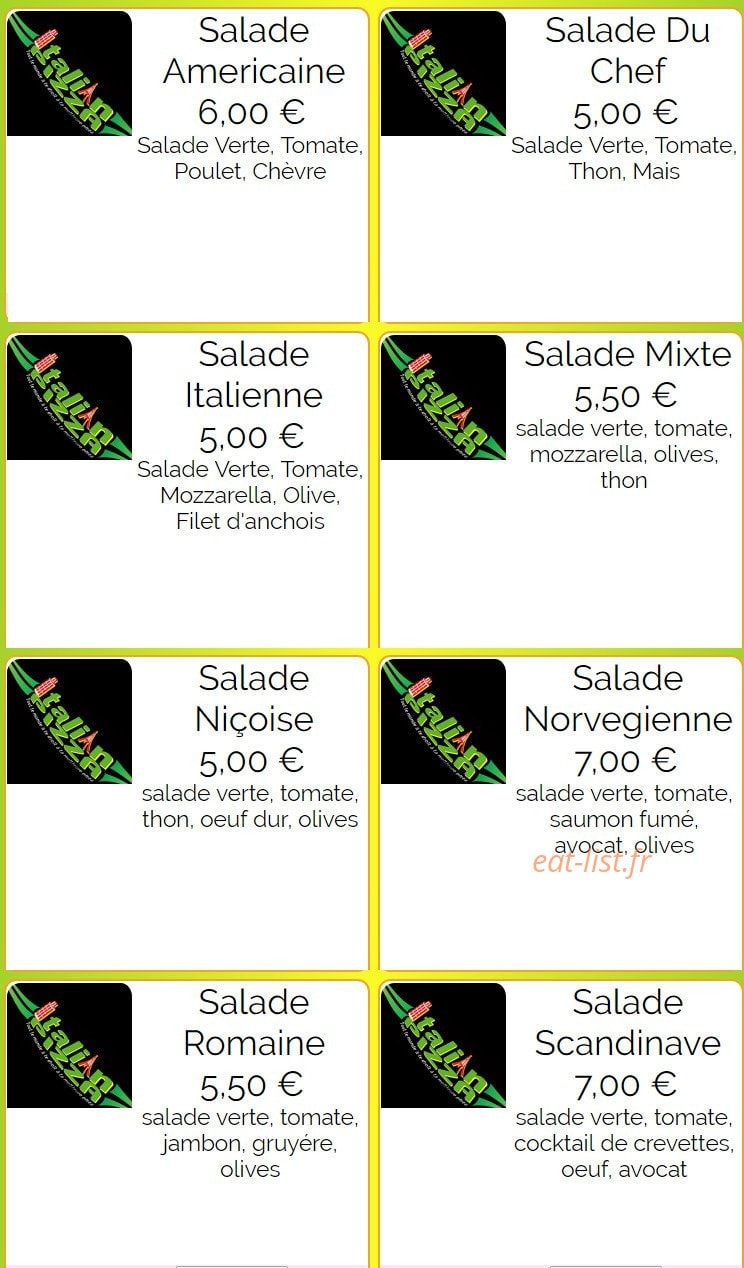 Italian Pizza — carte page 4