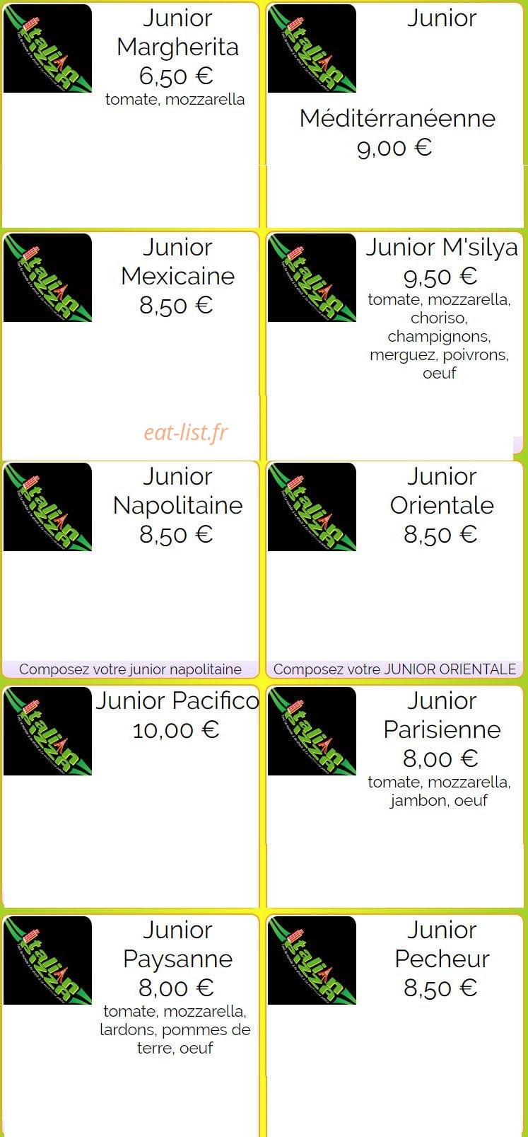 Italian Pizza — carte page 11