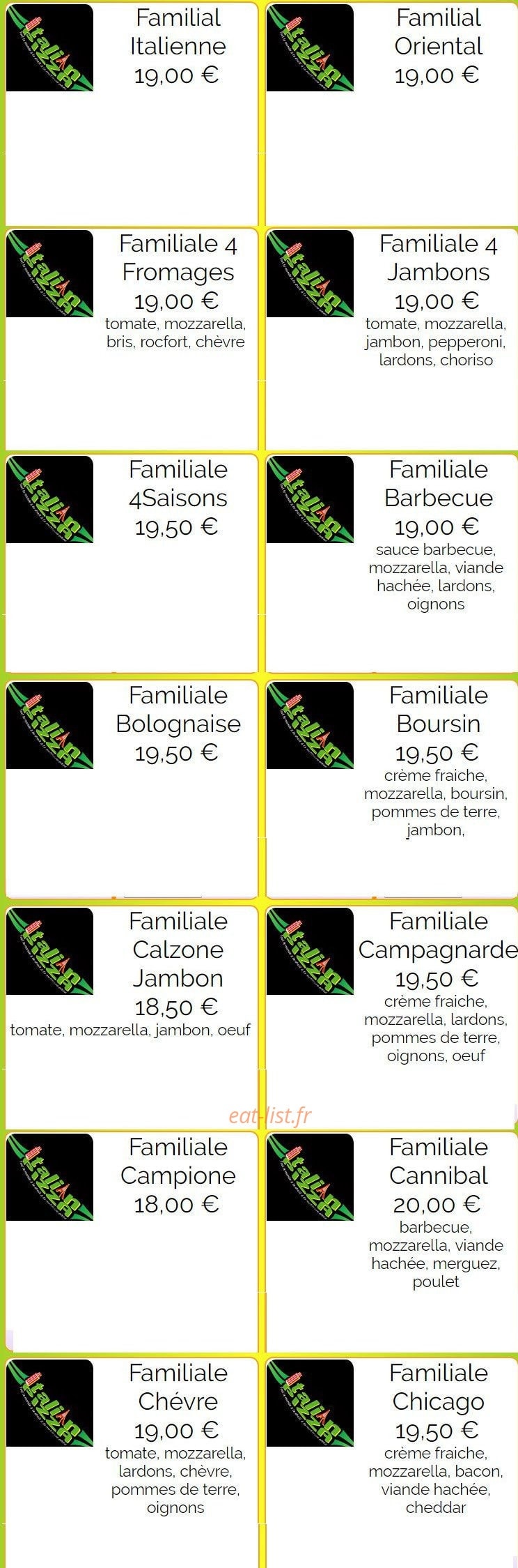 Italian Pizza — carte page 16