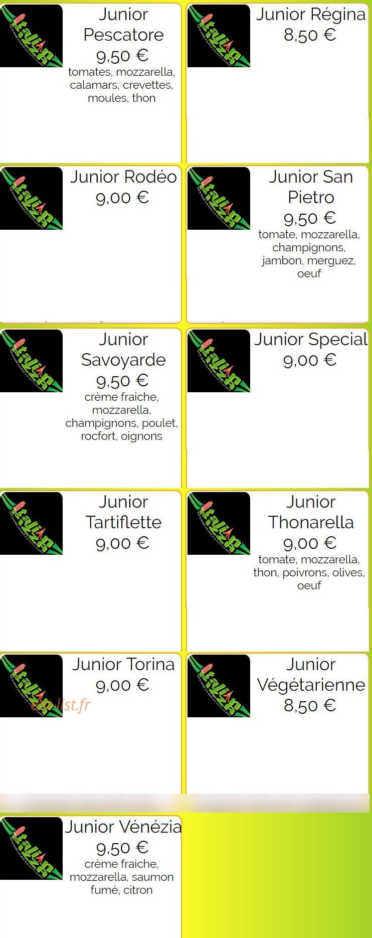 Italian Pizza — carte page 12