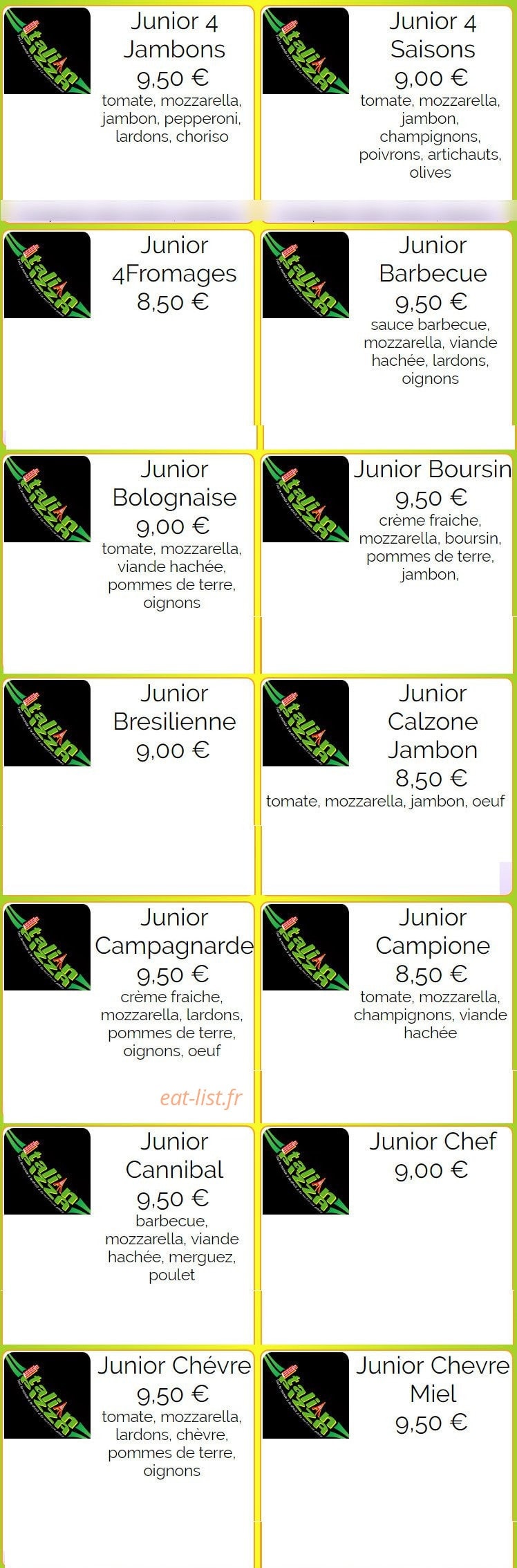 Italian Pizza — carte page 10