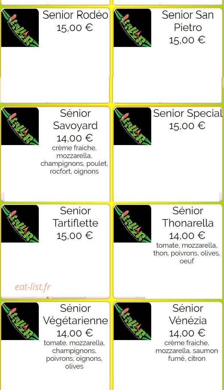 Italian Pizza — carte page 15