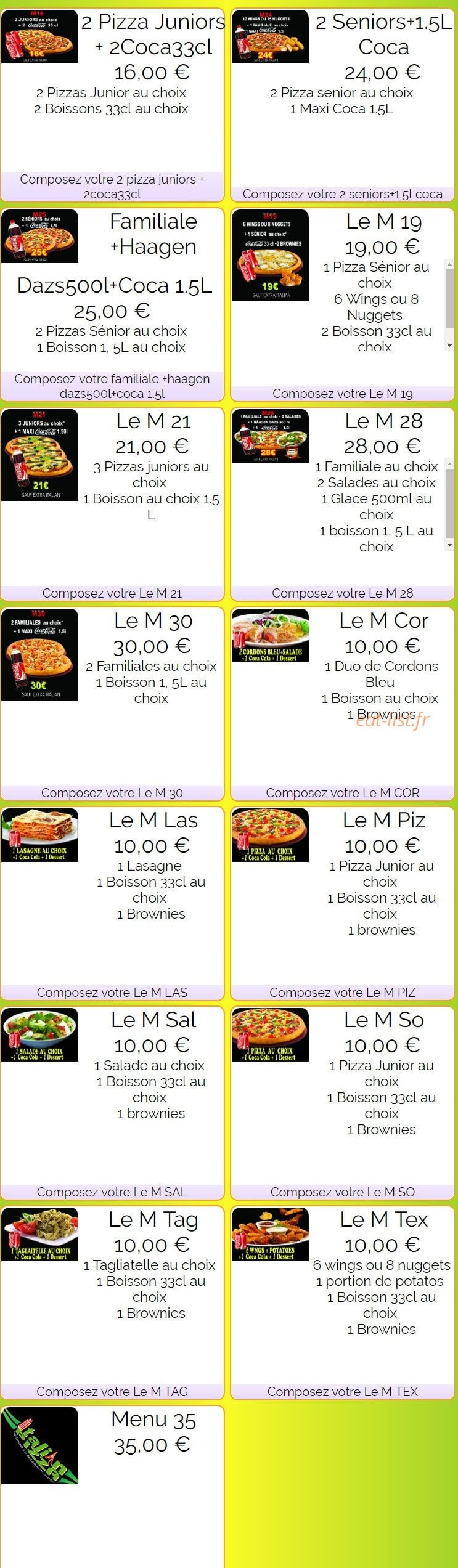 Italian Pizza — carte page 1