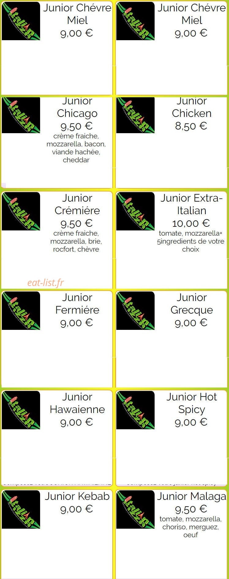 Italian Pizza — carte page 9