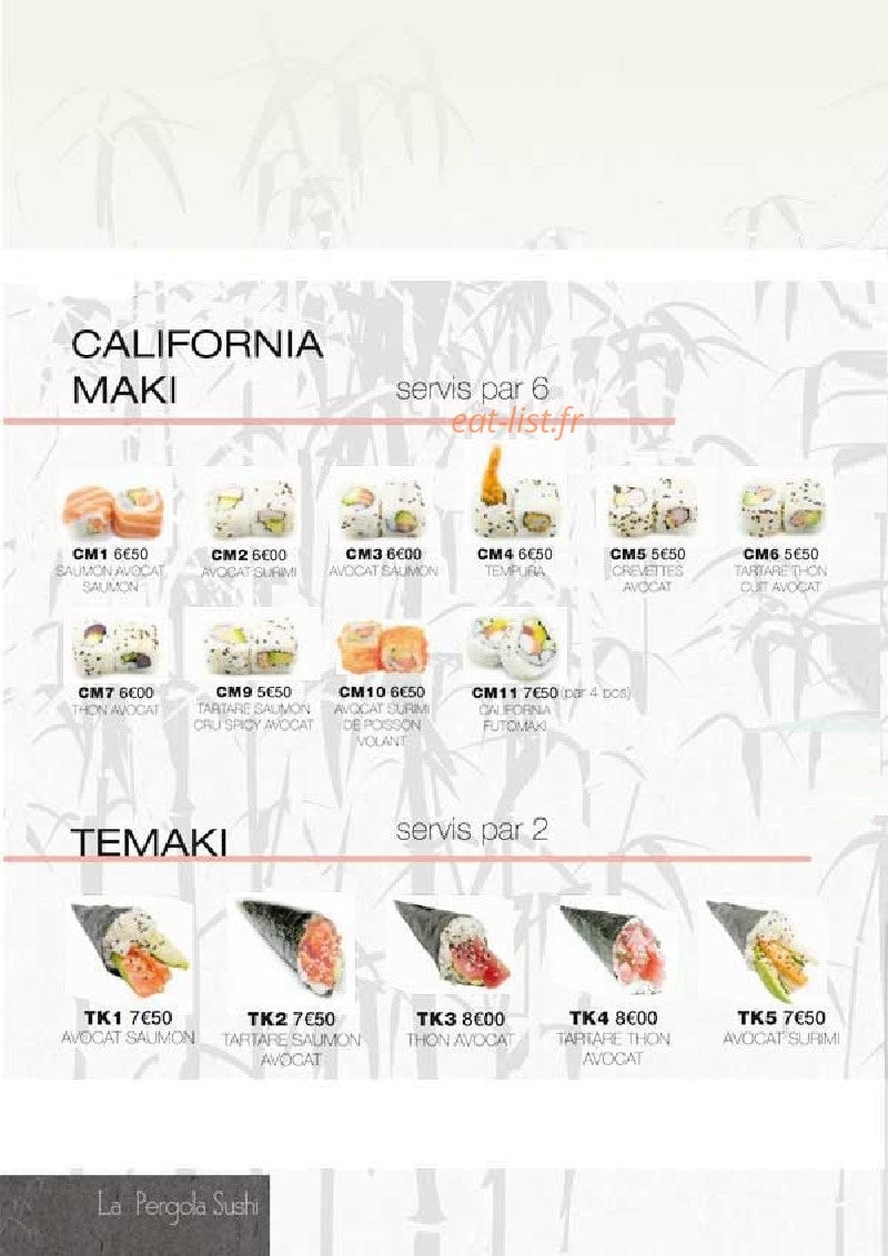La Pergola Sushi — carte page 9