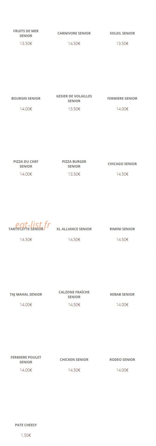 Alliance Pizza — carte page 14