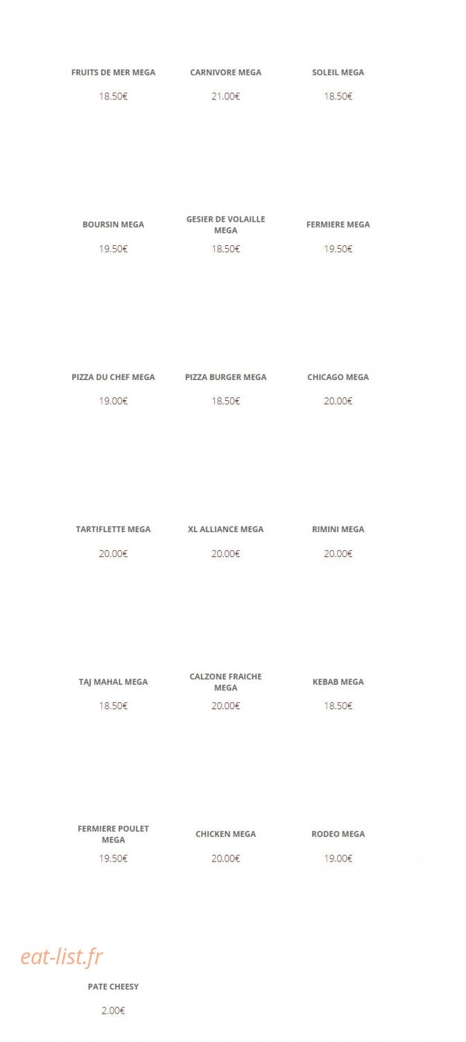 Alliance Pizza — carte page 16