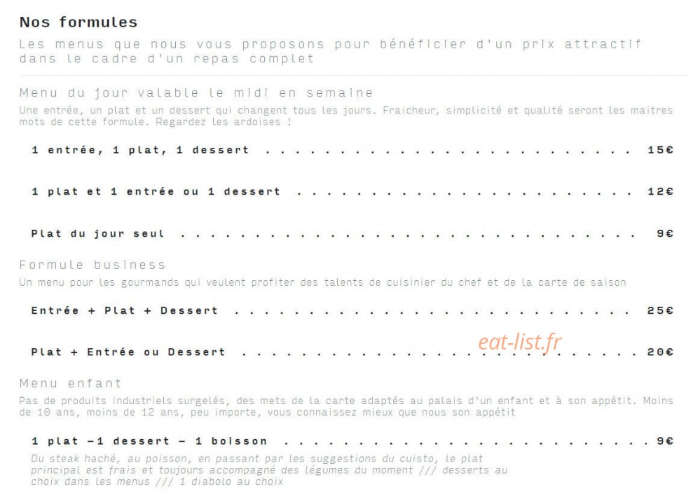 Chez Holive — carte page 1