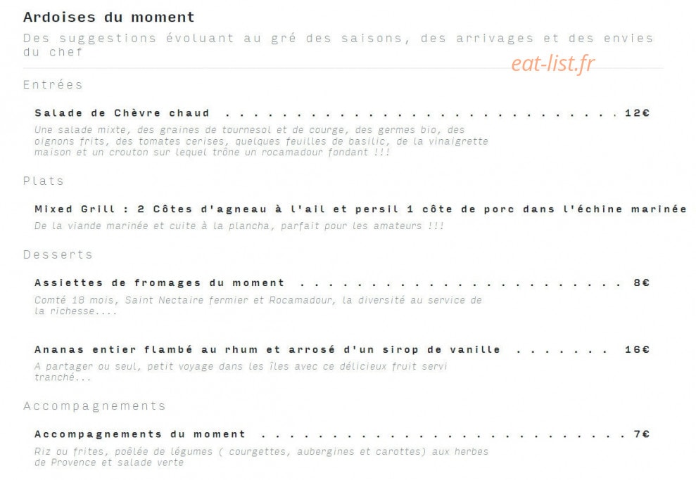 Chez Holive — carte page 3