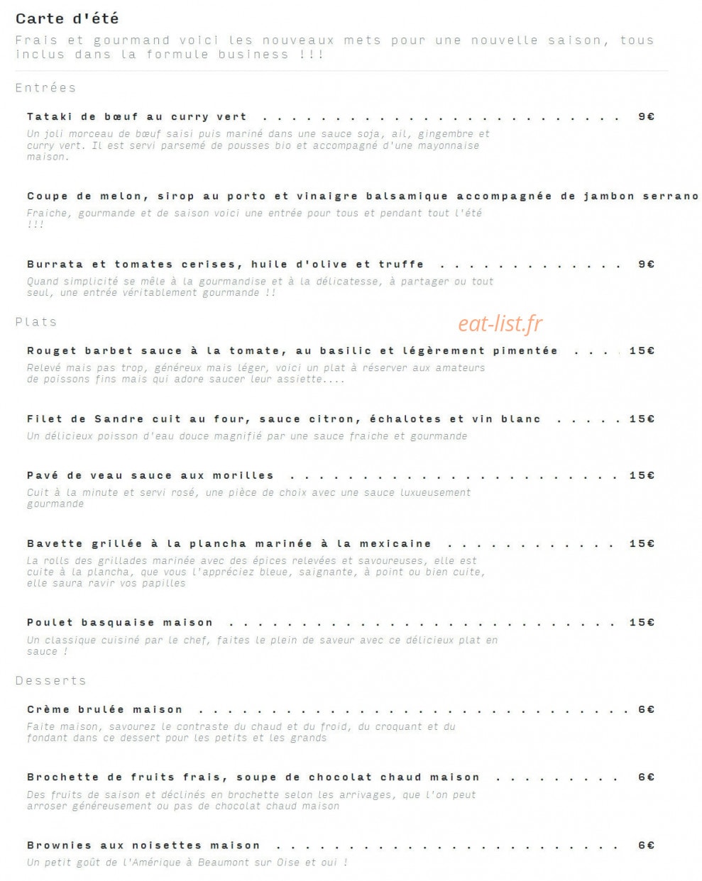Chez Holive — carte page 2