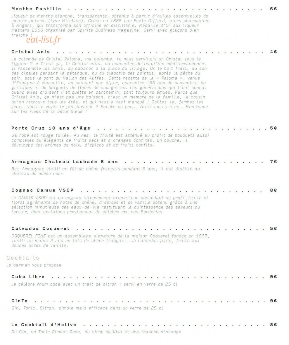 Chez Holive — carte page 7
