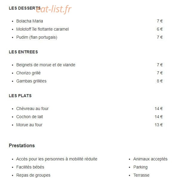 Chez Inacio — carte page 1