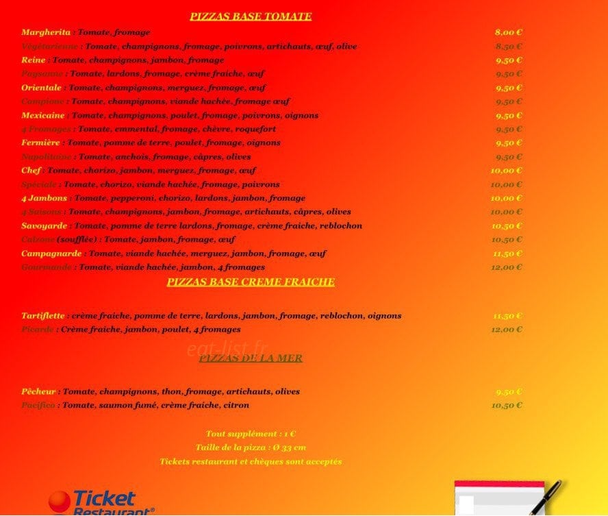 Oliv'pizza — carte page 1
