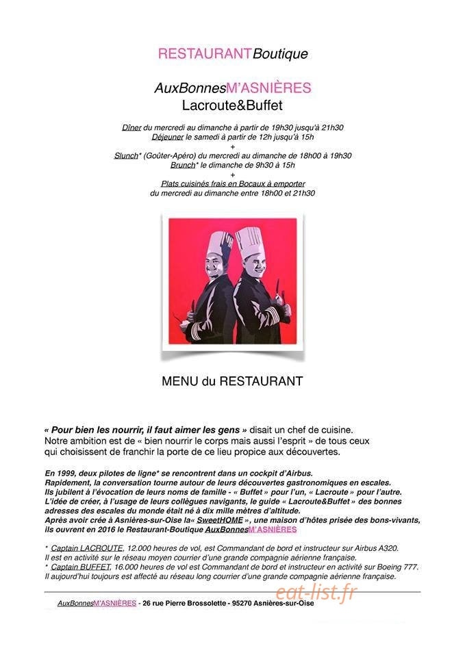 Aux Bonnes M'Asnieres — carte page 1