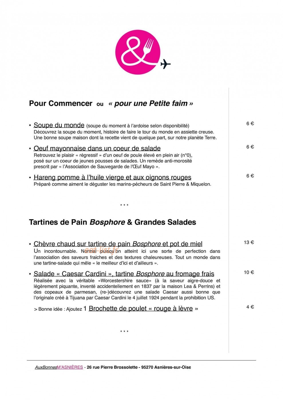 Aux Bonnes M'Asnieres — carte page 2
