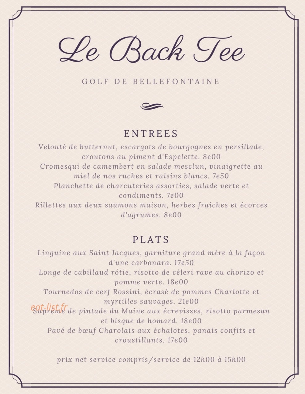 Le Back Tee — carte page 1