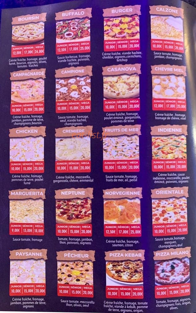 Carte et menu de Café de la mairie à Belloy en France — Les pizzas