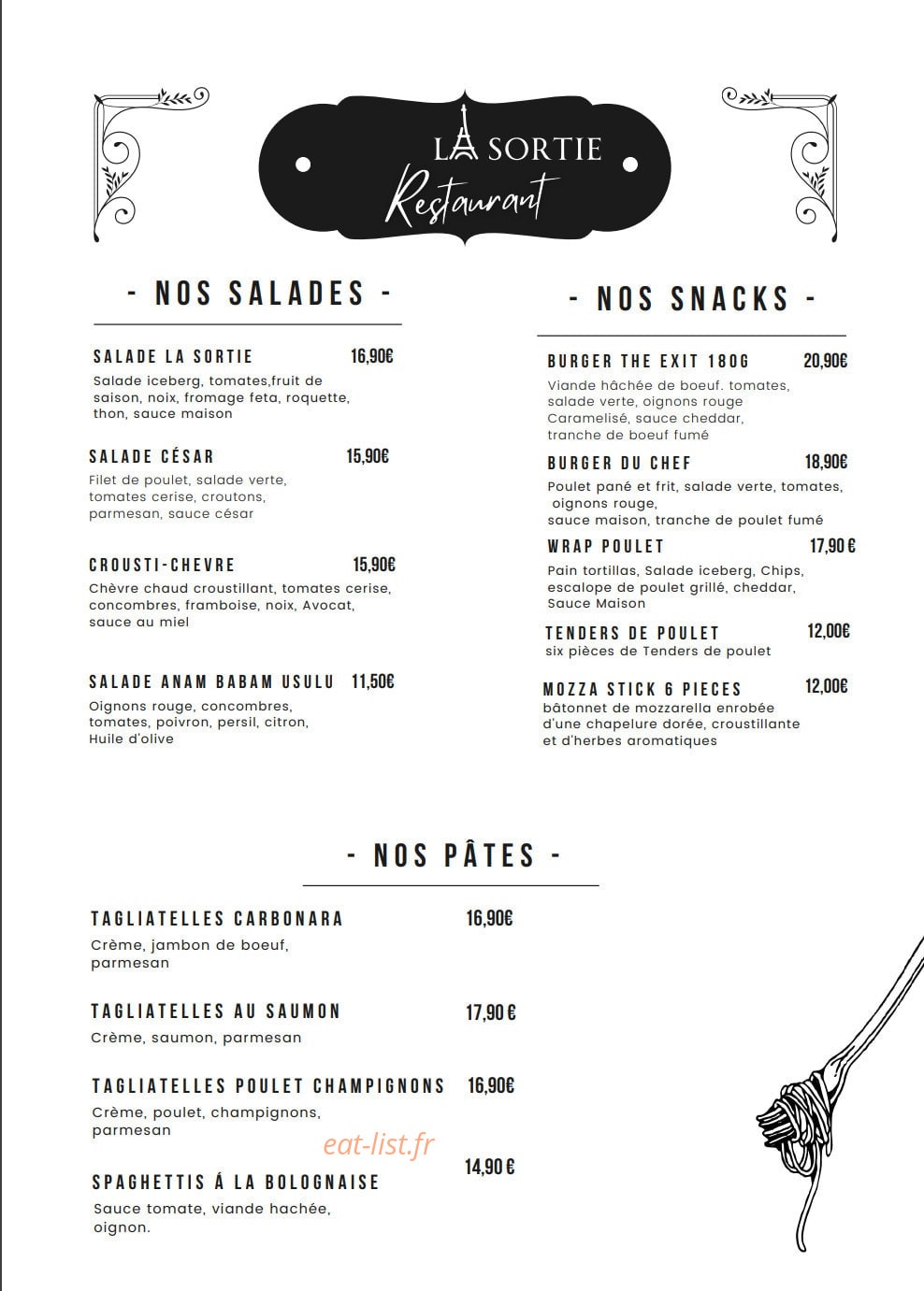 La Sortie — carte page 2